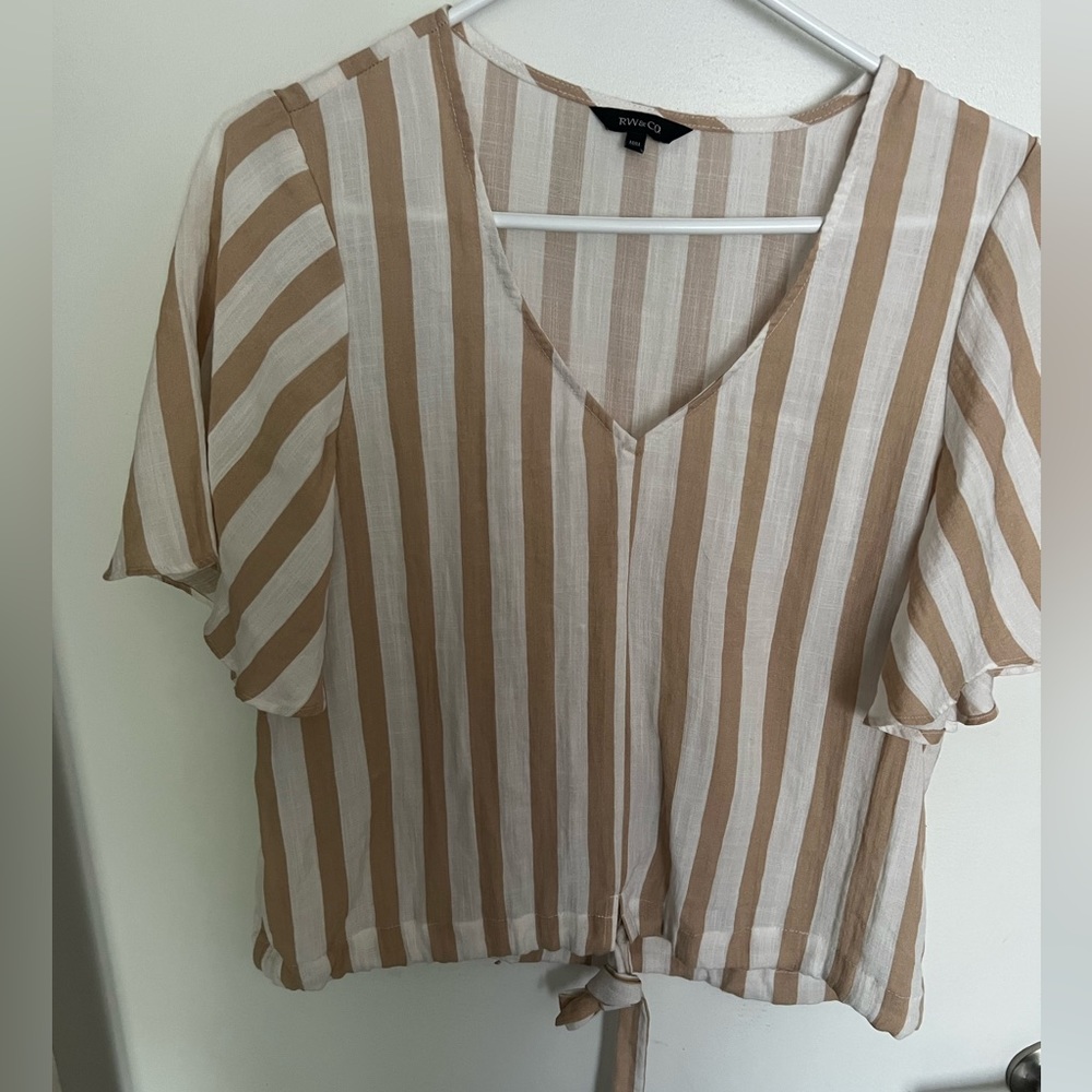 Cute white and tan linen top